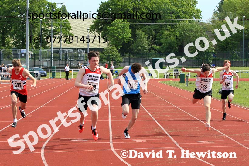 Men and Boys 100 metres, 2022 North Eastern Track and Field Champs., Middlesbrough. David T. Hewitson/Sports for All Pics